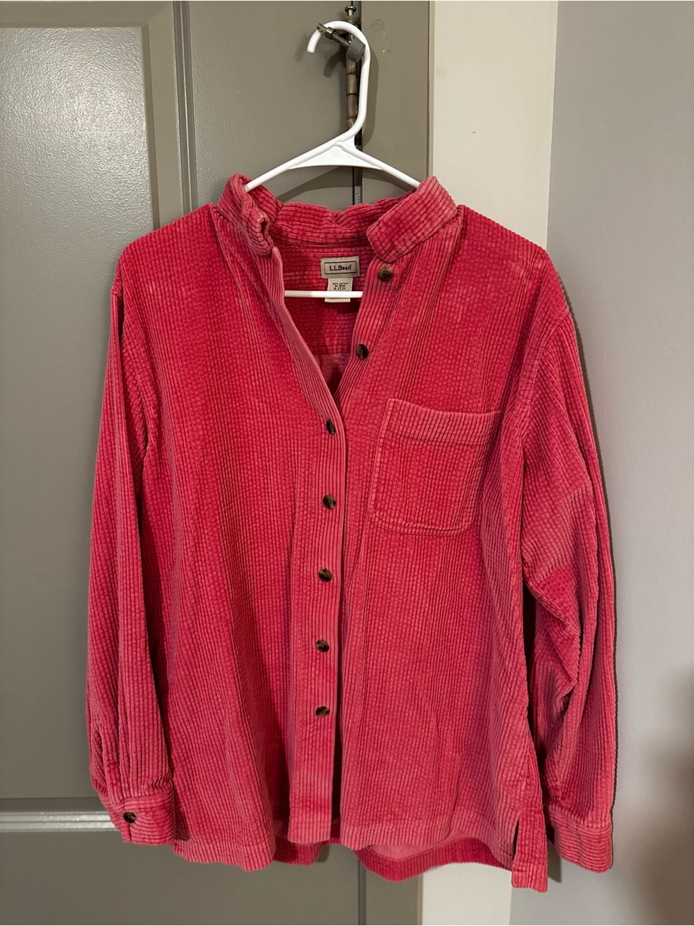 L.L.Bean Pink Corduroy Button-Up Shirt